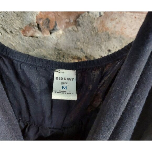 Old Navy Dress Womens Sz M Black Summer Sundress Cotton E - Picture 2 of 4